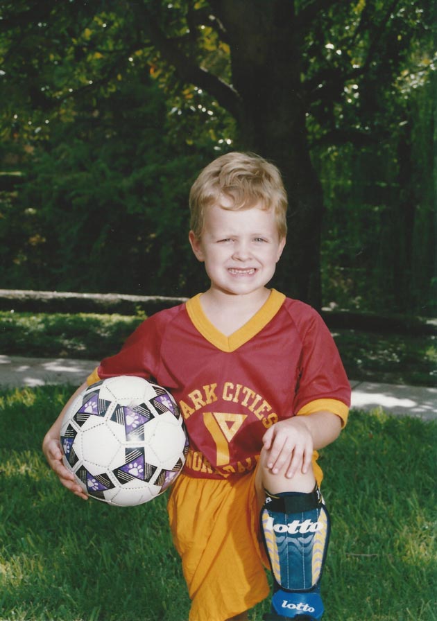 Young Ben Dupree in a soccer uniform