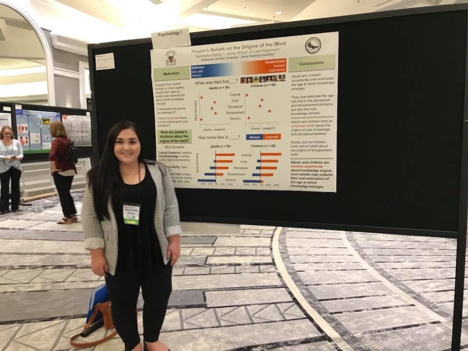 2021 Albert Schweitzer fellow, Samantha Redig, pictured at a research poster presentation where she hopes to support healthy child development through her fellowship.