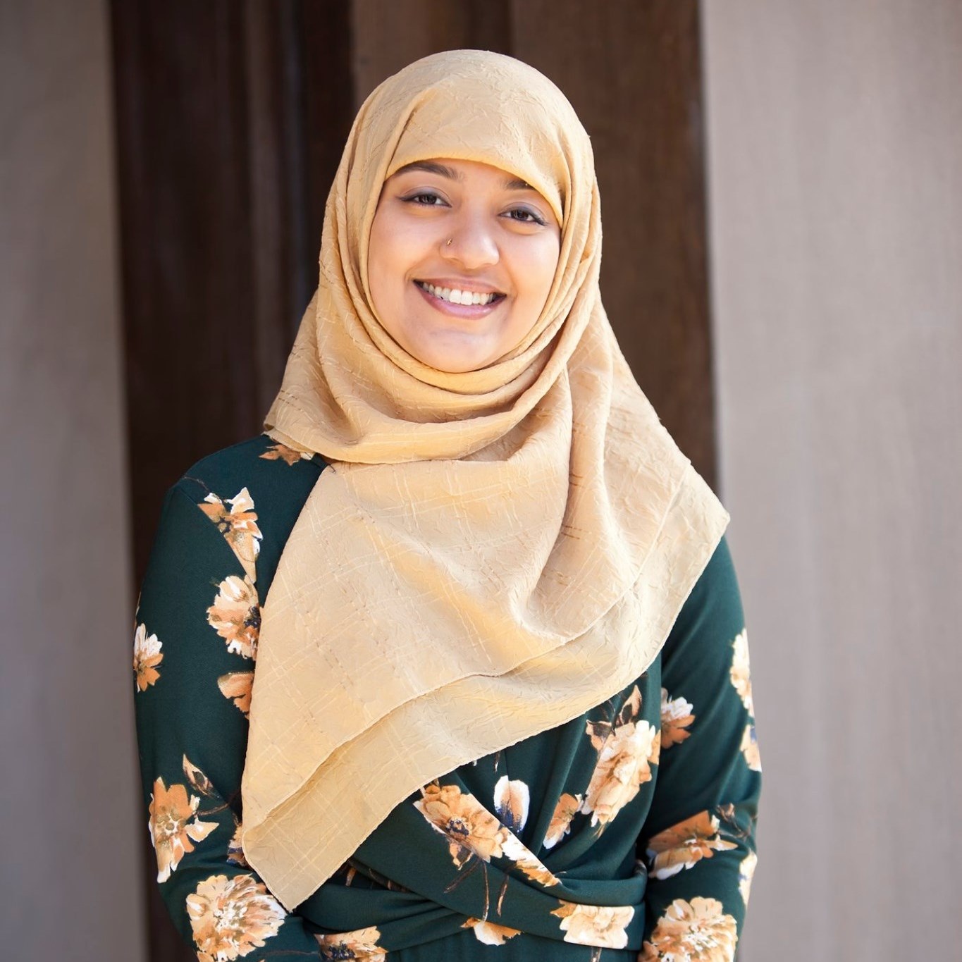 Nusaiba Chowdhury posing for a photo for her Schweitzer fellowship program where she hopes to provide refugee assistance to those in need.