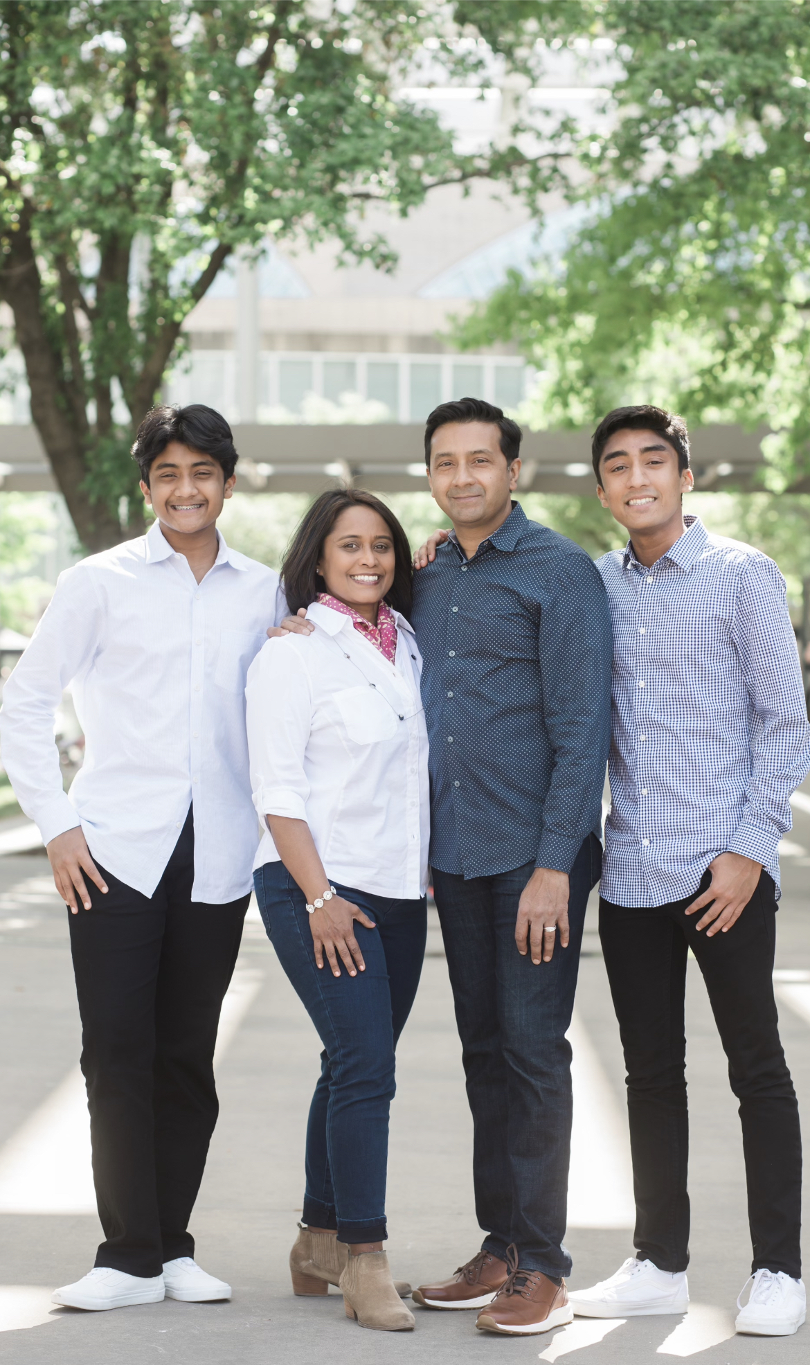 The Mathai family pose for a picture together. They encourage supporting future medical leaders through their donations and philanthropic work.
