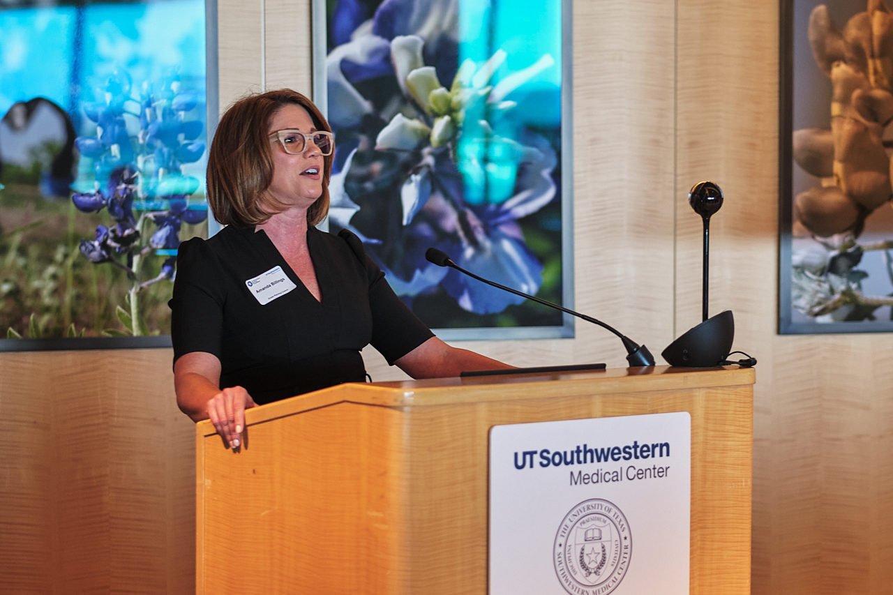 Amanda Billings, Vice President for Development at UT Southwestern speaks at the 2021 Estate Planning Council Luncheon.