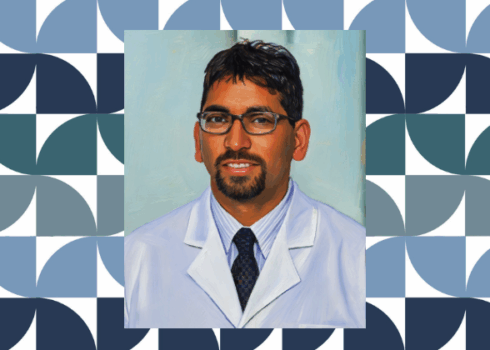 Prasanna Alluri, M.D., Ph.D., headshot stylized by A.I. to look like a painting.