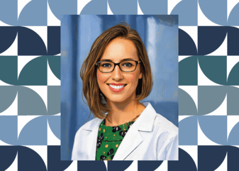 Emily Adhikari headshot stylized by A.I. to look like a painting.