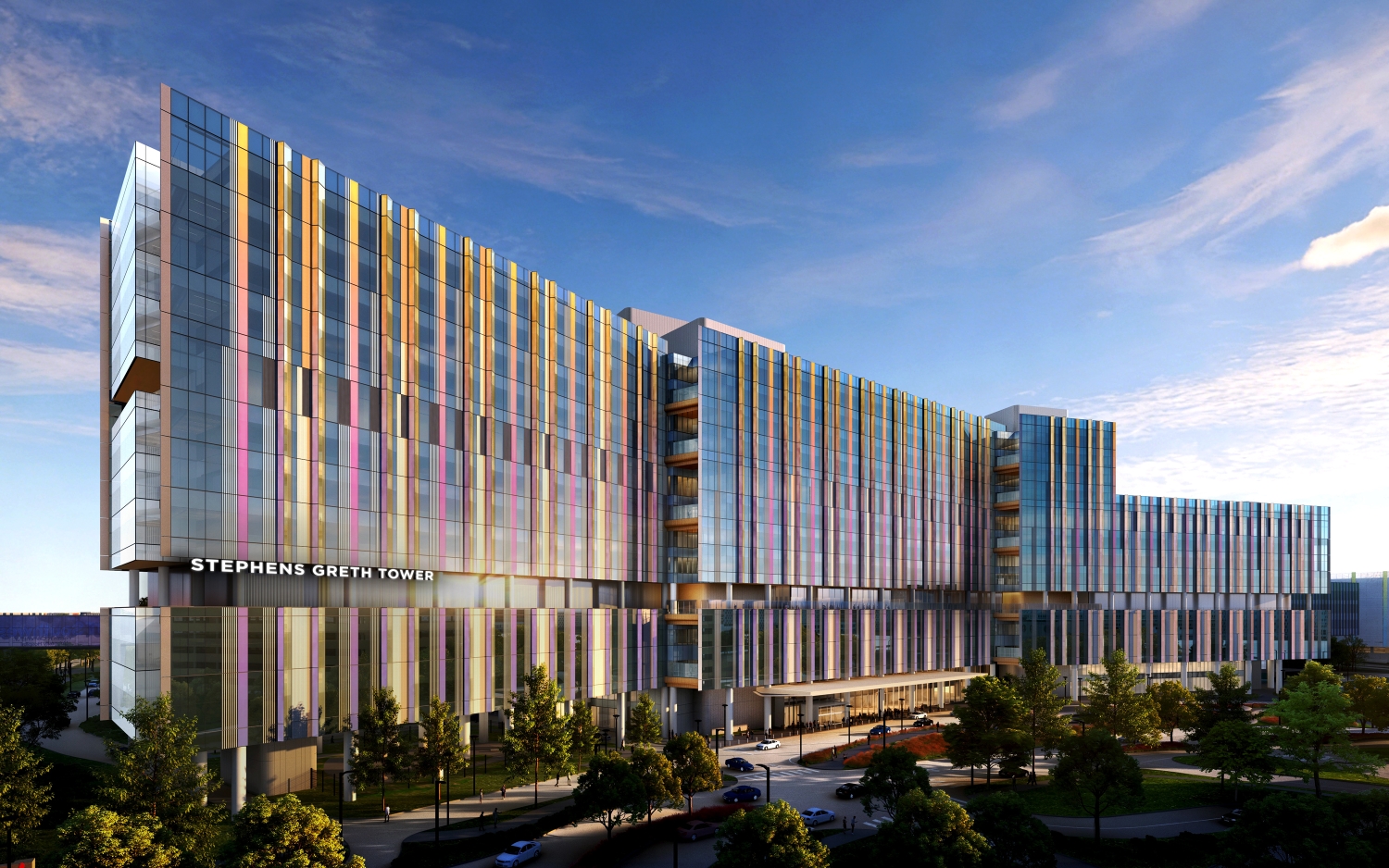 Artist rendering of the Stephens Greth Tower at Moody Children's Hospital.